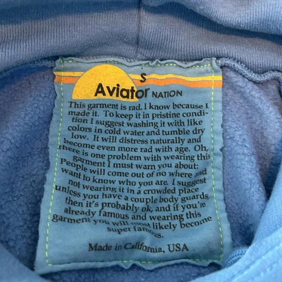 Aviator Nation Women’s Size Small Hooded Sweatshirt Hoodie Blue NWOT 2109 - Picture 6 of 8